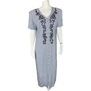 Ultra Dress New York Womens 12 Maxi‎ Dress Navy White Houndstooth Vintage